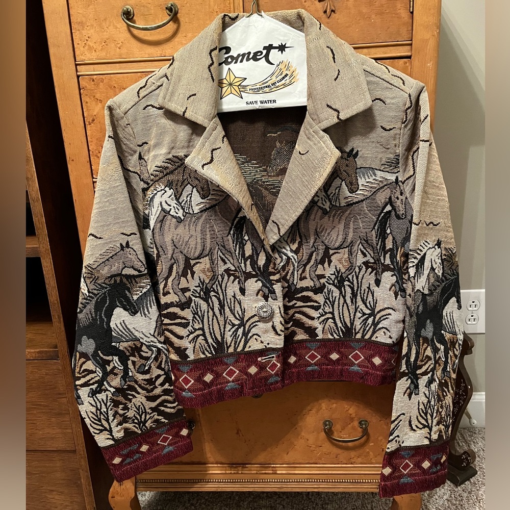 Vintage Wild Stallions Southwest Canyon Cropped Blazer - Size L